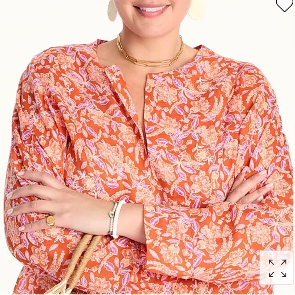 J Crew Ramie Tunic Top in Painted Block Print NWT - Picture 3 of 12